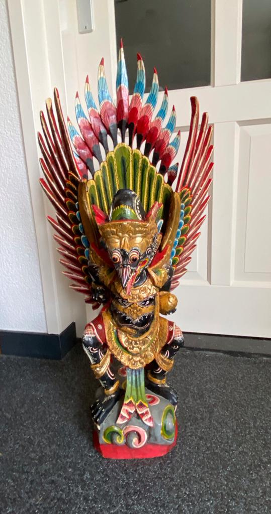 Prachtige, handgemaakte albesia houten Garuda, Indonesië, Antiek en Kunst, Kunst | Beelden en Houtsnijwerken, Handgemaakt, Beeld