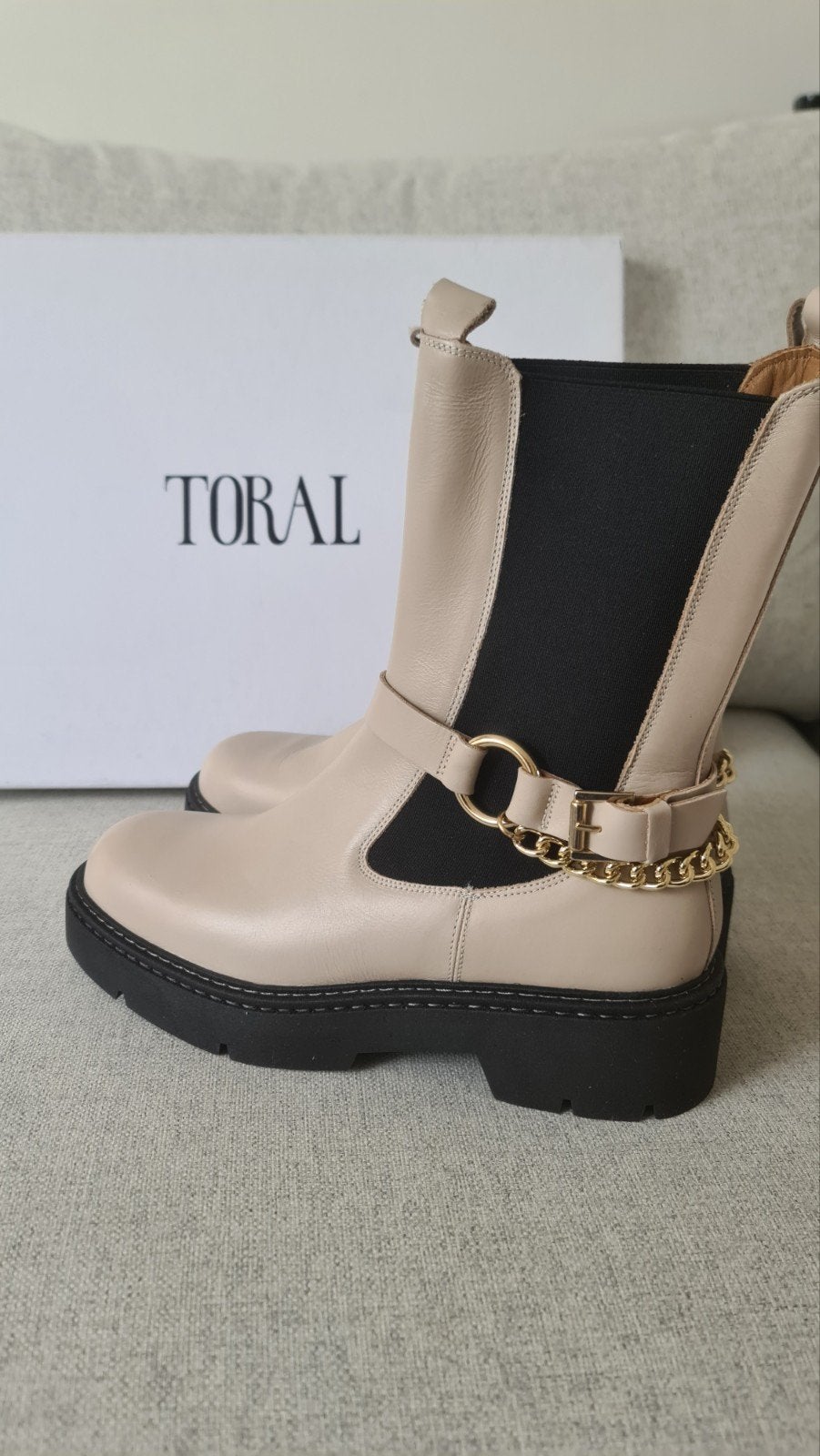 Nieuwe laarzen boots 41 Toral leer beige taupe, Hoge laarzen, Beige, Nieuw, Ophalen of Verzenden