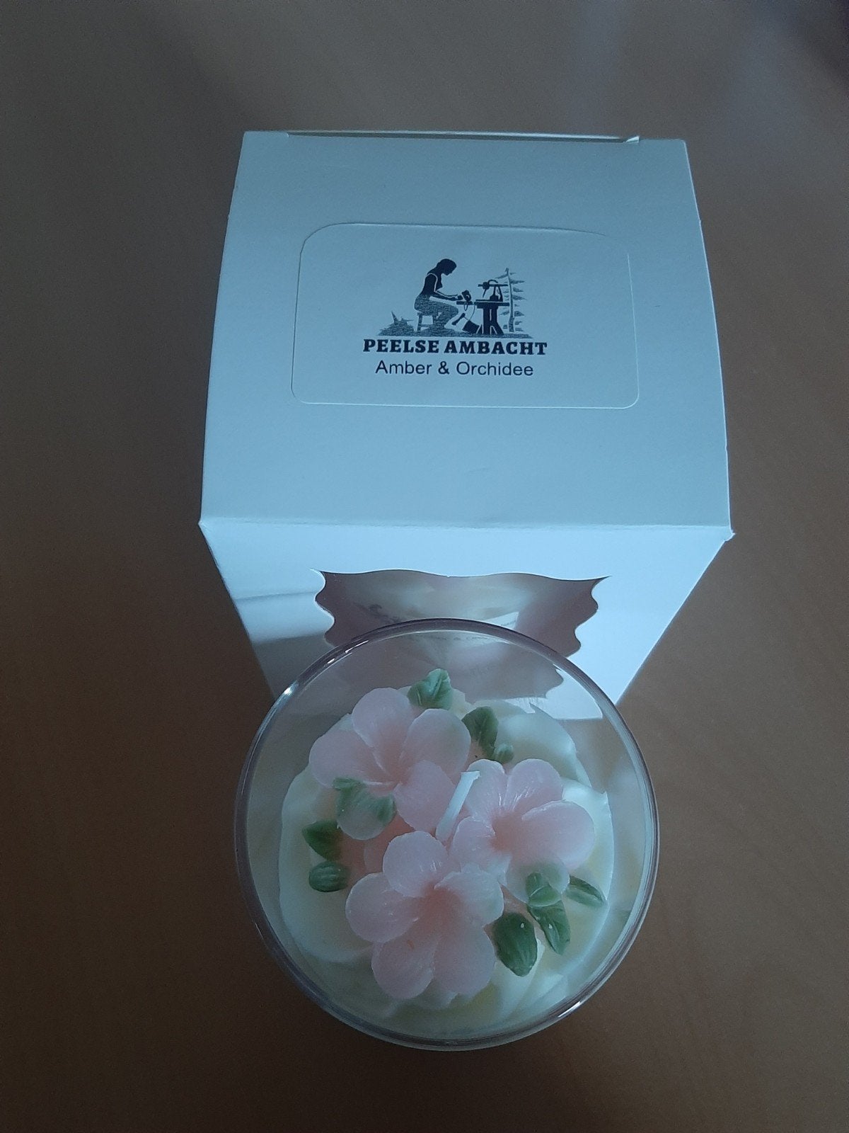 Grote Geurkaars Amber & Orchidee in Glas, Overige merken, Nieuw, Ophalen of Verzenden, Glas