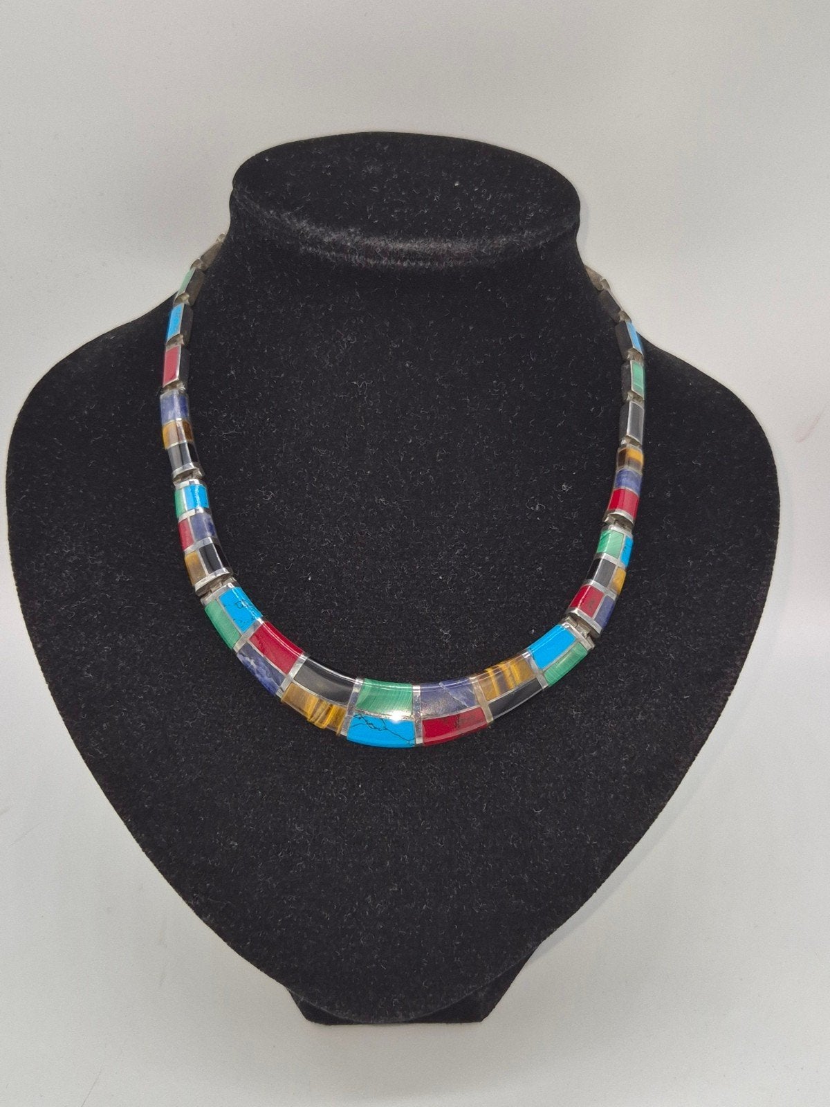 Prachtige zilveren Taxco Mexico ketting 950 zilver, Gebruikt, Overige kleuren, Verzenden, Met edelsteen