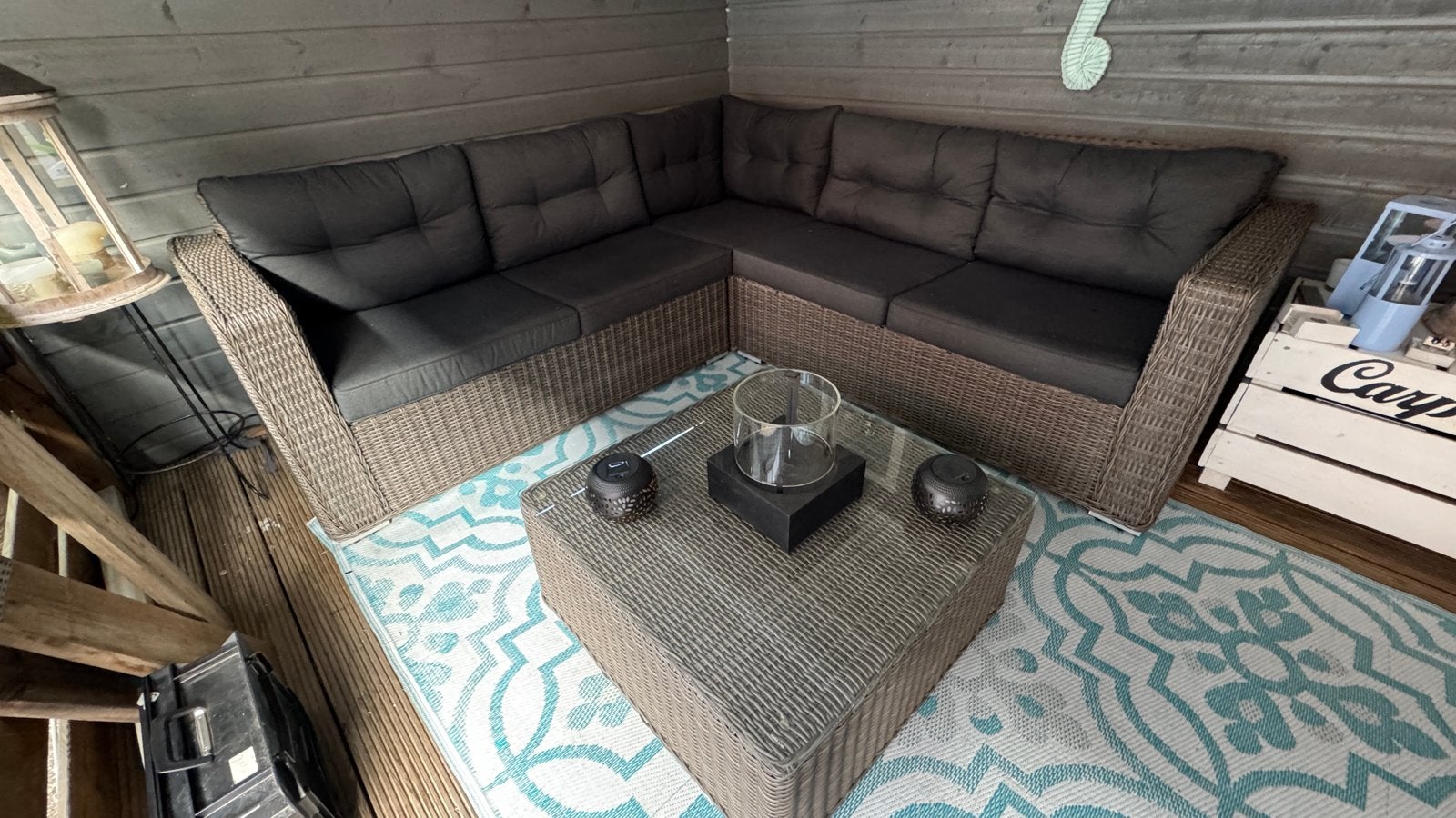 Loungebank met salontafel - Wicker - Your Own Living, Ophalen, Zo goed als nieuw, Wicker, Bank