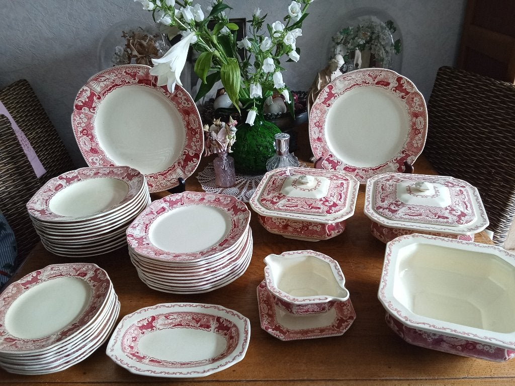 12 persoons eetservies societe ceramique VICTORIA creme, Ophalen