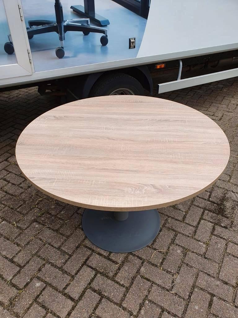 Vergadertafel / Kantinetafel rond 120 cm ( nieuw blad ), Huis en Inrichting, Bureaus, Zo goed als nieuw, Overige merken, In hoogte verstelbaar