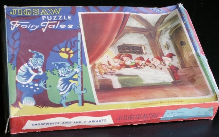 Oude Jigsaw puzzel / puzzle sneeuwwitje zeven dwergen, Ophalen of Verzenden