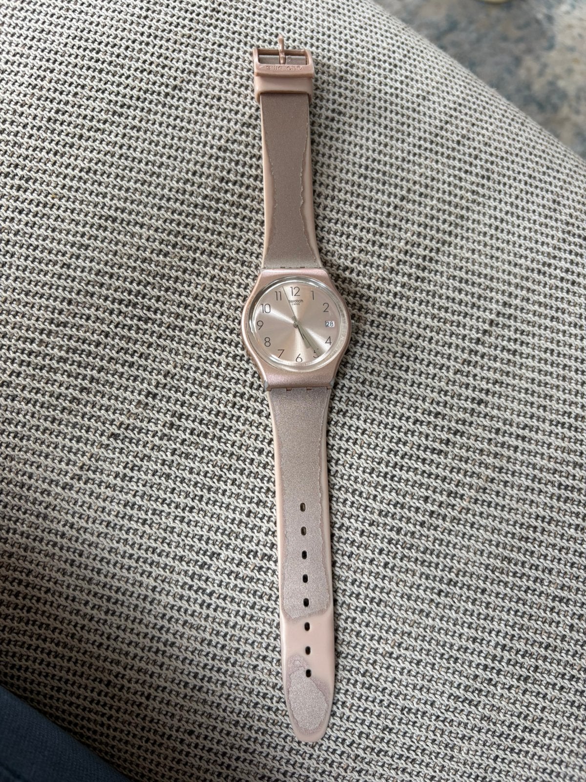 Swatch Pinkbaya horloge - Gebruikt, loopt goed, Ophalen, Kunststof, Gebruikt, Polshorloge
