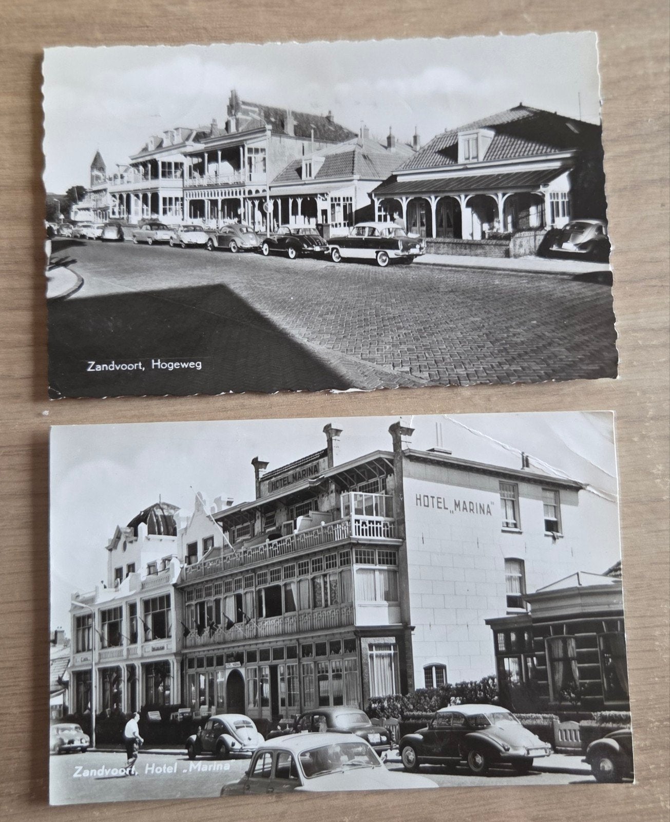 2 Oude Ansichtkaarten Zandvoort1964/65: Hogeweg & Hotel Mari, Ophalen of Verzenden, 1960 tot 1980, Noord-Holland