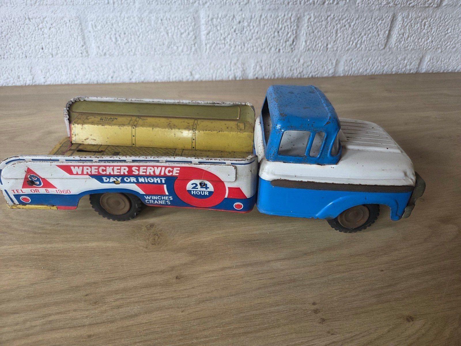 Vintage Blikken Wrecker Service Speelgoedtruck, Ophalen of Verzenden, Gebruikt
