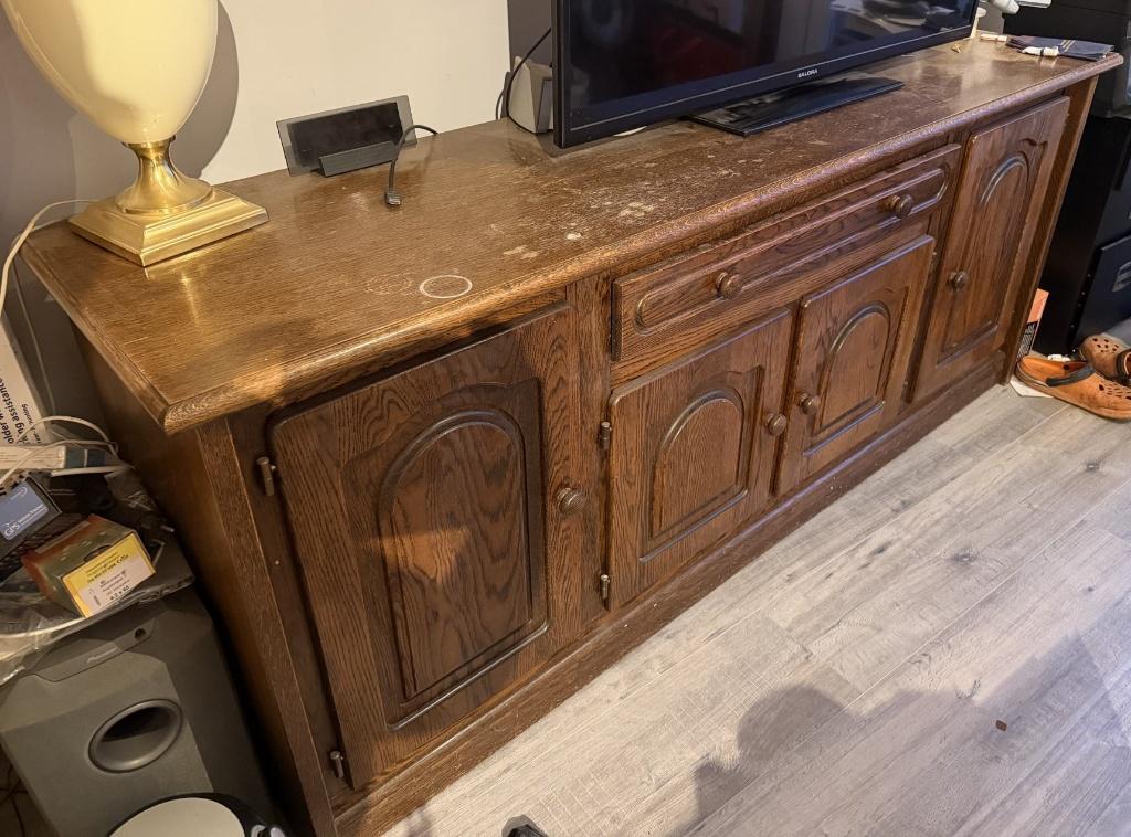Gratis eiken meubels, hoekbankstel met relax stoel, Huis en Inrichting, Ophalen, Gebruikt, Eikenhout, 200 cm of meer