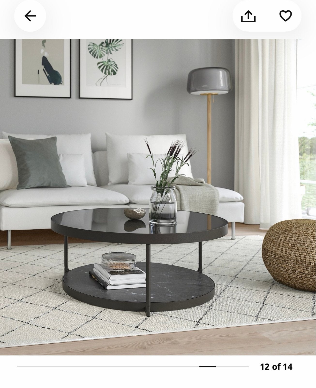 Salontafel en bijzettafel set - Antraciet marmer effect, Minder dan 45 cm, Metaal of Aluminium, Rond, Ophalen of Verzenden