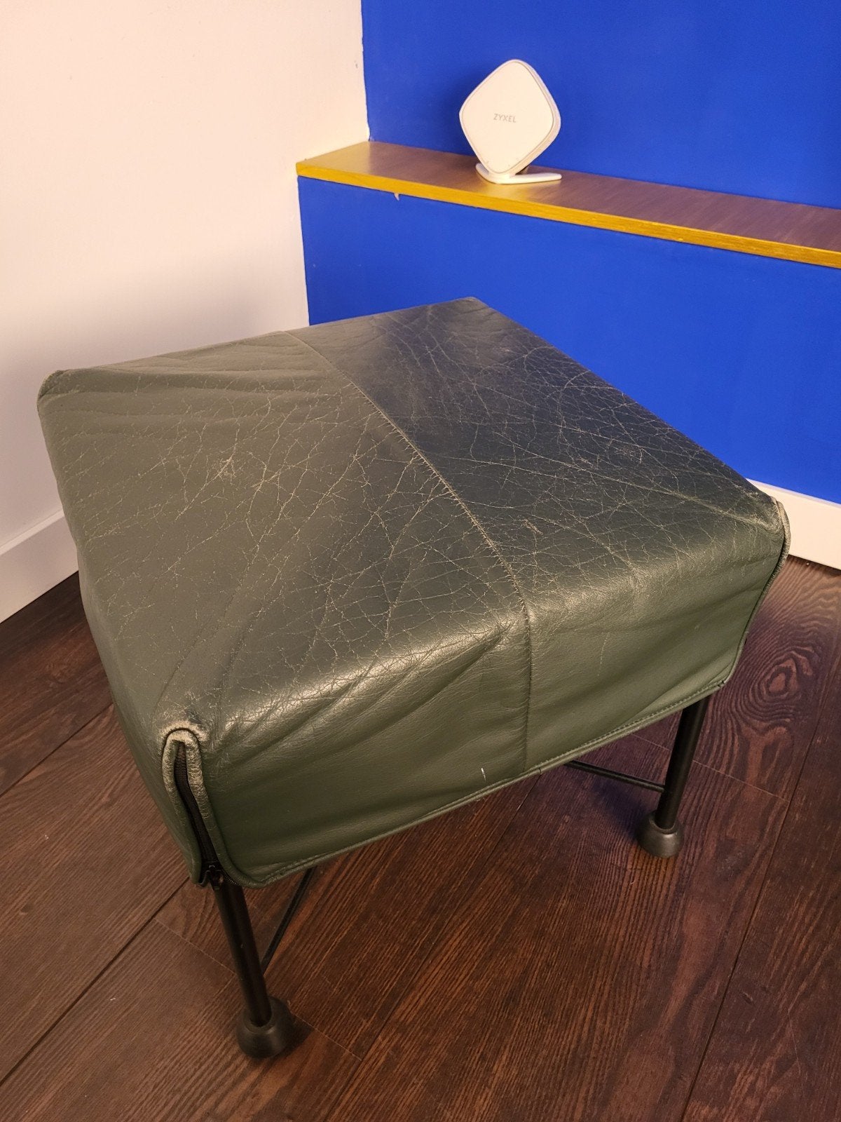 Montis Charley Hocker / Ottoman - Groen Leer, Gebruikt, Overige kleuren, Ophalen of Verzenden, Eén