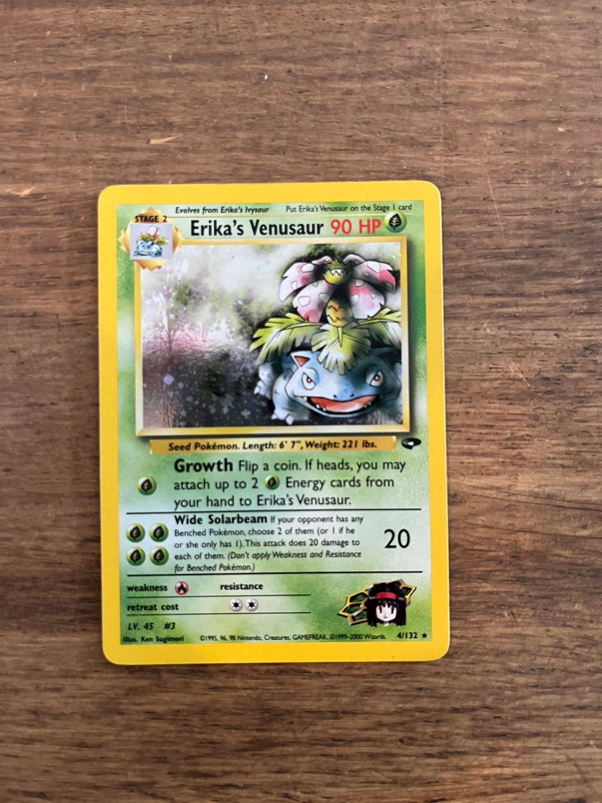 Erika’s Venusaur holo 4/132 - Gym Challenge, Ophalen of Verzenden, Zo goed als nieuw, Losse kaart, Foil