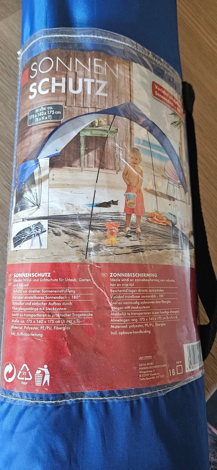 Zonneluifel Strandtent - Wind- en Zonnebescherm, Ophalen of Verzenden, Nieuw