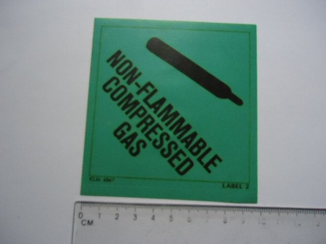 sticker oud Gas gevaar KLM 4847 label 2 retro, Verzenden, Zo goed als nieuw, Bedrijf of Vereniging