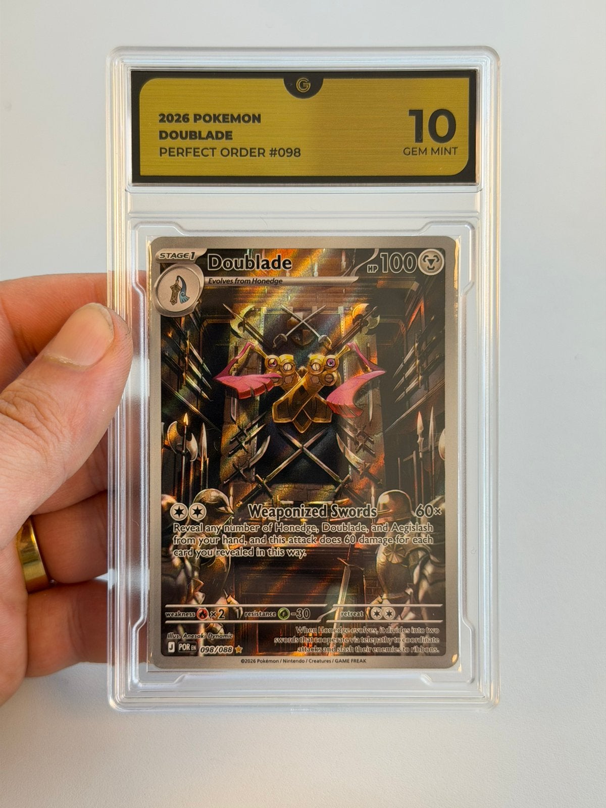 Pokemon Doublade 098/088 GRADE 10 perfect order #098 card, Ophalen of Verzenden, Nieuw, Losse kaart, Foil
