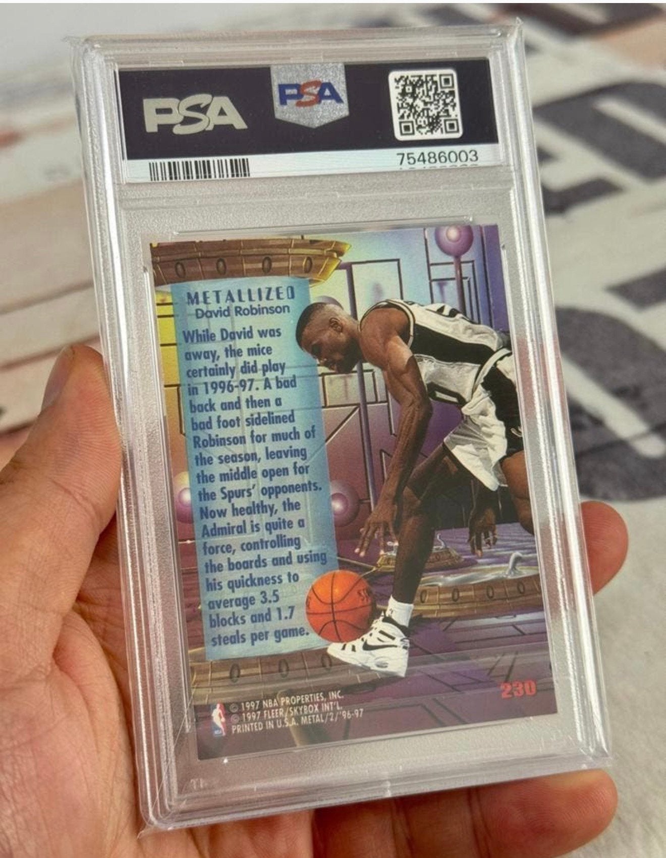1996 Metal David Robinson #230 PSA-7 basketbal basketball, Verzamelen, Spelerskaart, M, Ophalen of Verzenden, Zo goed als nieuw