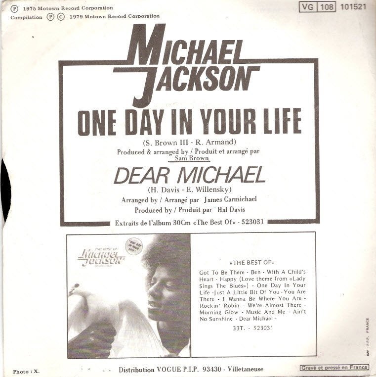 Michael Jackson 7'' - One Day In Your Life (Tamla Motown'75), Ophalen, Gebruikt