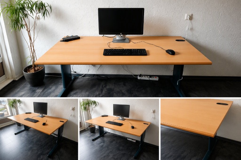 Office Desk 160x80 cm Oak - Solid Quality, Hout, Kabelgoot, 80 cm, Ophalen of Verzenden