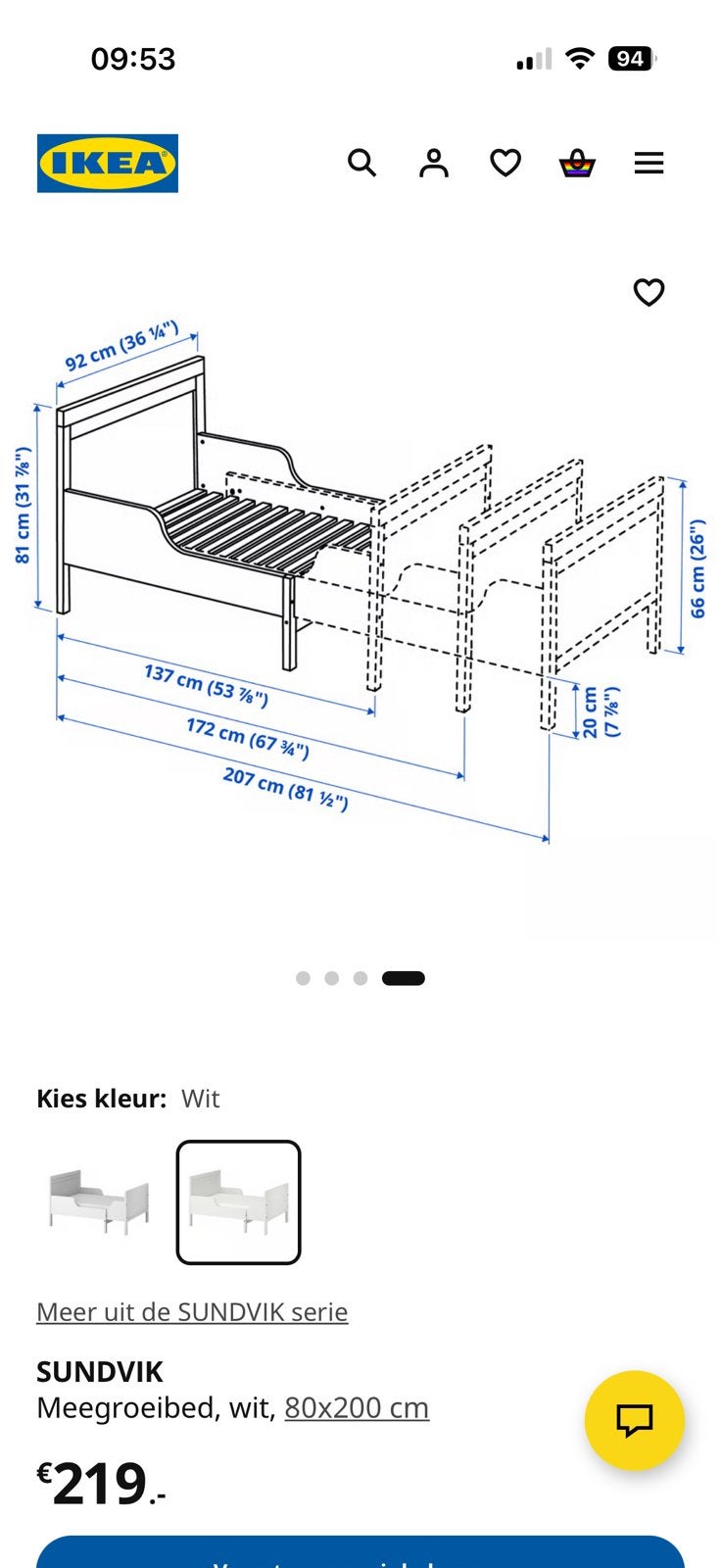 Kinderbed van IKEA bed, Ophalen, Eenpersoons, Minder dan 160 cm, Zo goed als nieuw