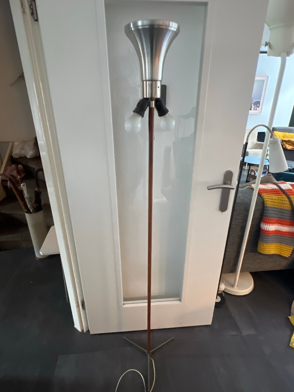 Vintage vloerlamp Fog & Mørup Monolith, Ophalen, Gebruikt, Hout, 150 tot 200 cm