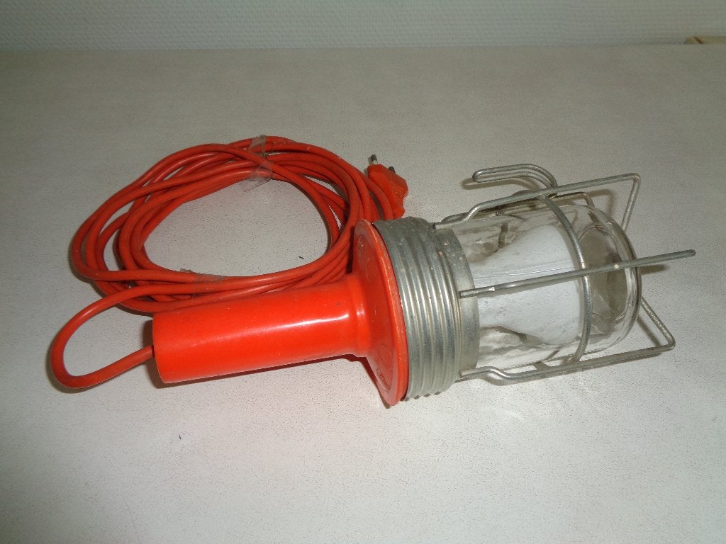 Vintage looplamp met oranje handvat en snoer.  Goede staat, Ophalen of Verzenden, Huis en Inrichting