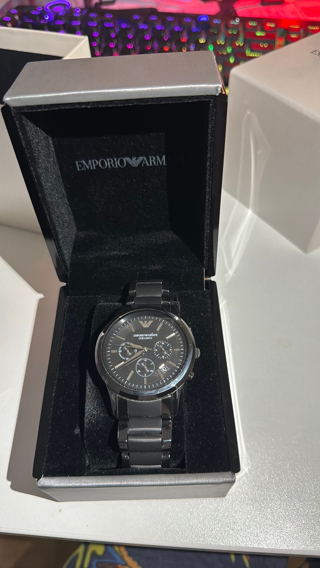 Emporio Armani Ceramica Herenhorloge - Zwart, Overige merken, Polshorloge, Ophalen of Verzenden, Zo goed als nieuw