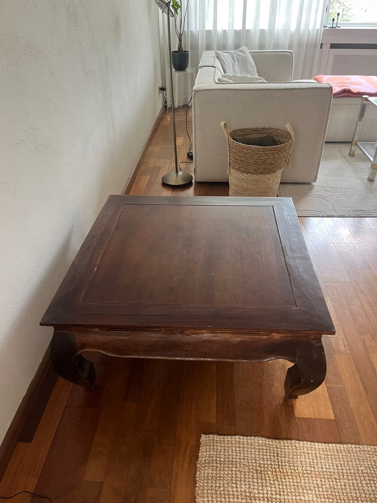 Houten salontafel 90x90x41cm, Ophalen, 100 tot 150 cm, 50 tot 100 cm, Zo goed als nieuw