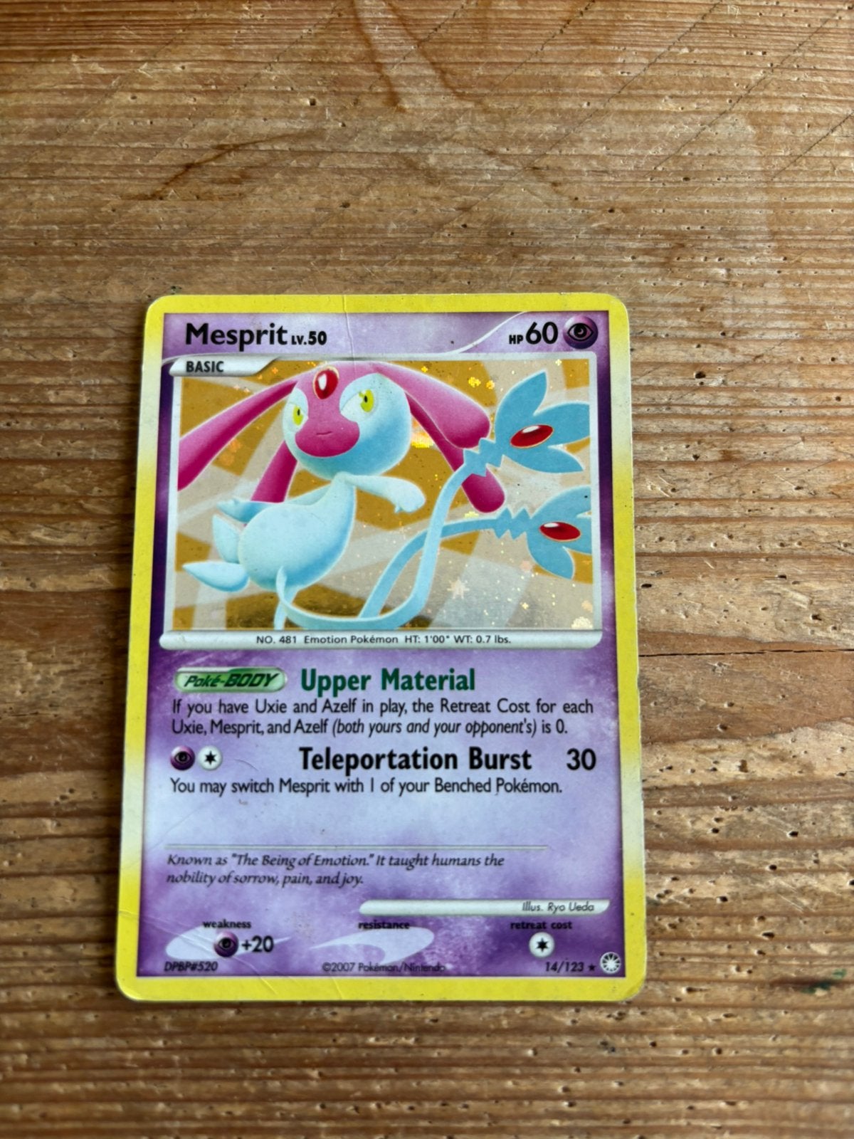 Mesprit Holo Pokémon Kaart - Mysterious Treasures, Ophalen of Verzenden, Gebruikt, Losse kaart, Foil