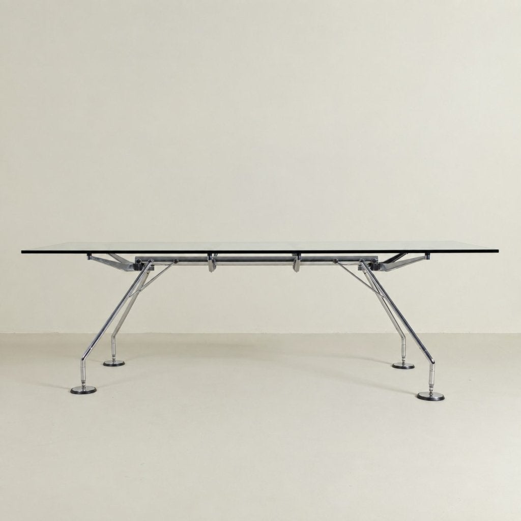Tecno Nomos Tafel Glas - Chroom, Tecno, Zo goed als nieuw, Niet ingevuld, Niet ingevuld