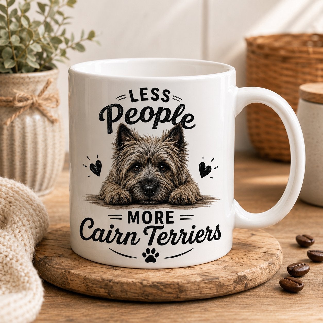 Less People, More Cairn Terriers - Cairn Terrier mok, Keramiek, Nieuw, Ophalen of Verzenden, Overige stijlen