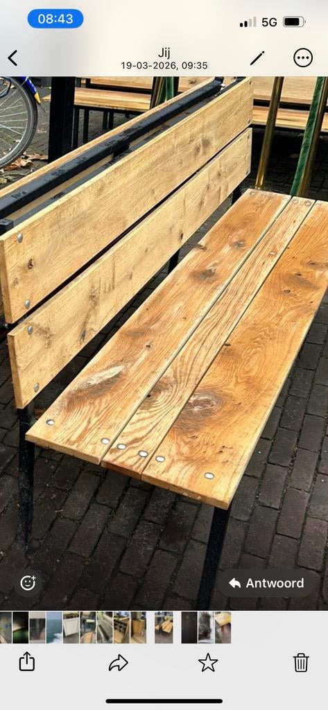 Terras banken 7 stuks, Tuin en Terras, Tuinbanken, Gebruikt, Hout, Ophalen