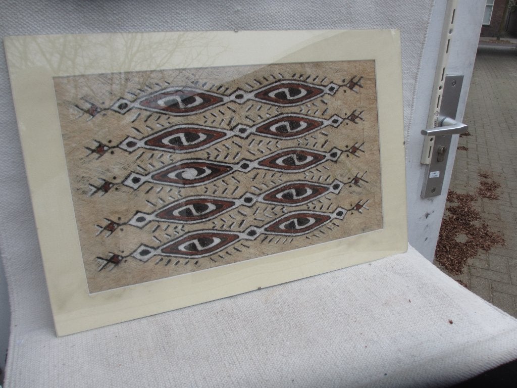 BOOMBAST PAPOEA SCHILDERING, Antiek en Kunst, Kunst | Niet-Westerse kunst, Wanddecoratie, Natuurlijk materiaal, Papoea-Nieuw-Guinea
