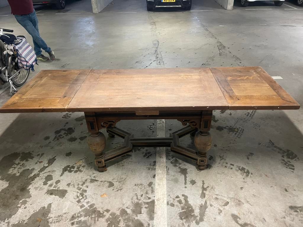 Antique tafel groot 230x80cm klein 125x80cm height 80cm, Ophalen, Gebruikt, Eikenhout, 200 cm of meer
