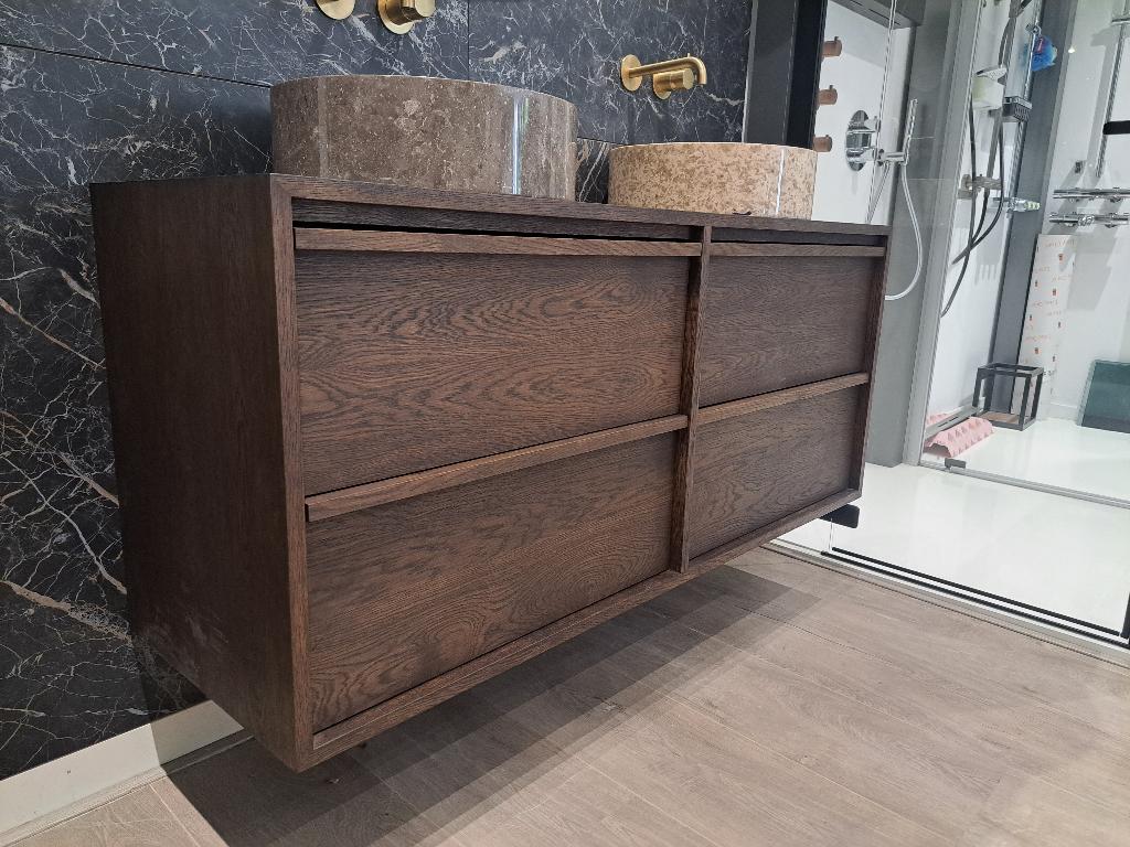 Rock 120cm! Massief Eiken Houten Badmeubel tbv waskom, 100 tot 150 cm, Overige typen, Nieuw, Ophalen of Verzenden
