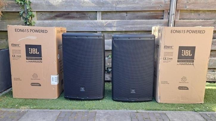 Set JBL EON615 actieve speakers (NIEUW IN DOOS!), JBL, Nieuw, Ophalen of Verzenden, 120 watt of meer