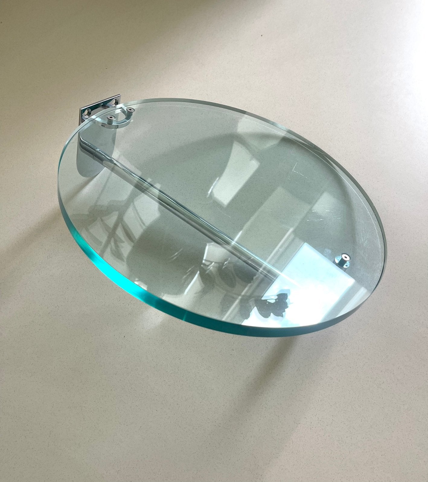 Vintage Schönbuch Frisbi teal glass wall shelf & coat rack, Ophalen, Gebruikt