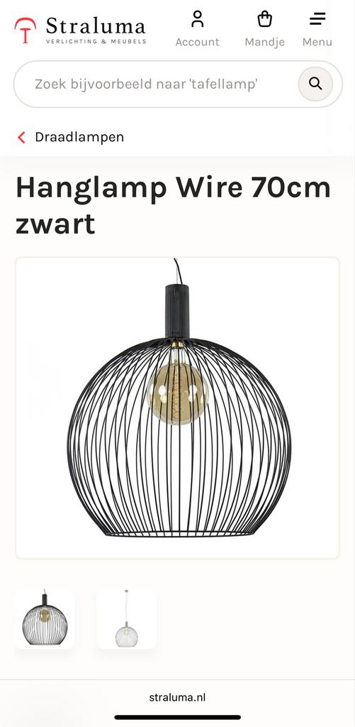 Straluma Hanglamp Wire 70cm zwart - Zo goed als nieuw, Ophalen, 50 tot 75 cm, Zo goed als nieuw, Metaal