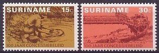 Suriname NVPH nr 638/9 postfris Consessiebeleid 1975, Postzegels en Munten, Ophalen of Verzenden, Postfris