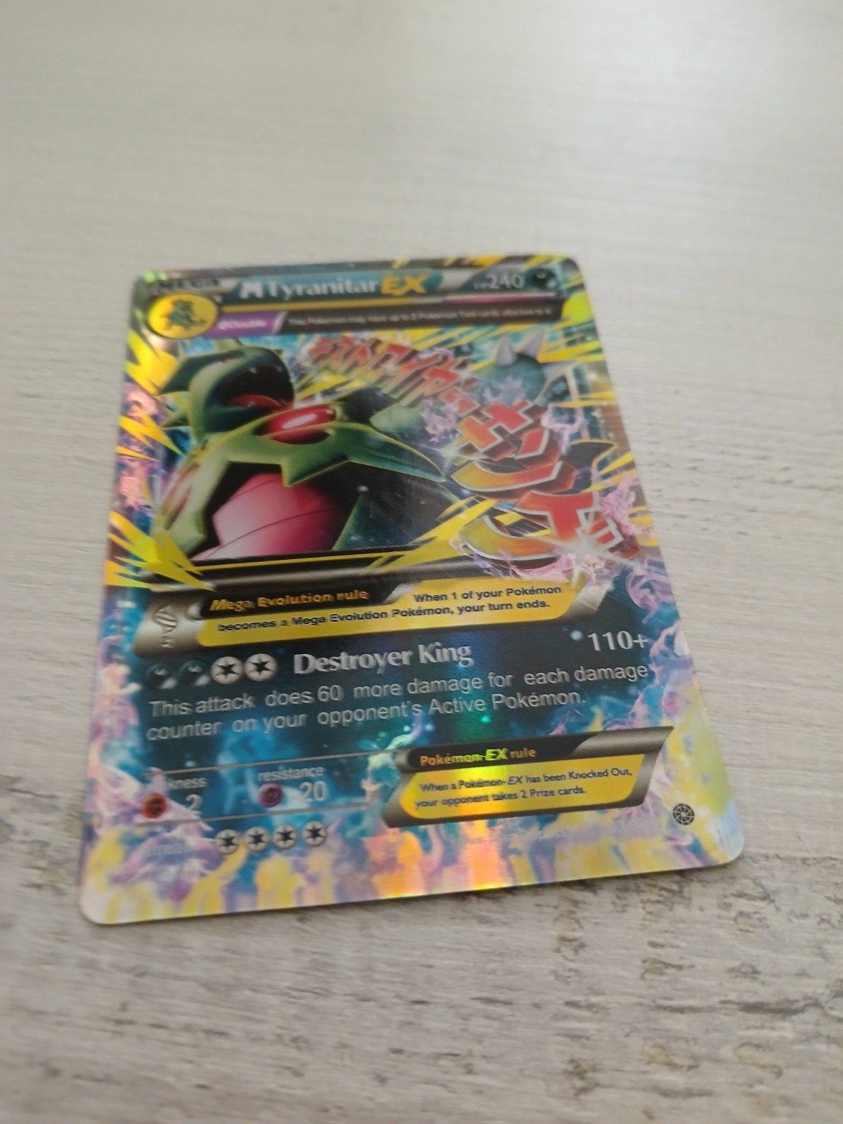 Pokémon M Tyranitar EX 240 HP Kaart - Zeldzaam, Ophalen of Verzenden, Gebruikt, Losse kaart, Foil