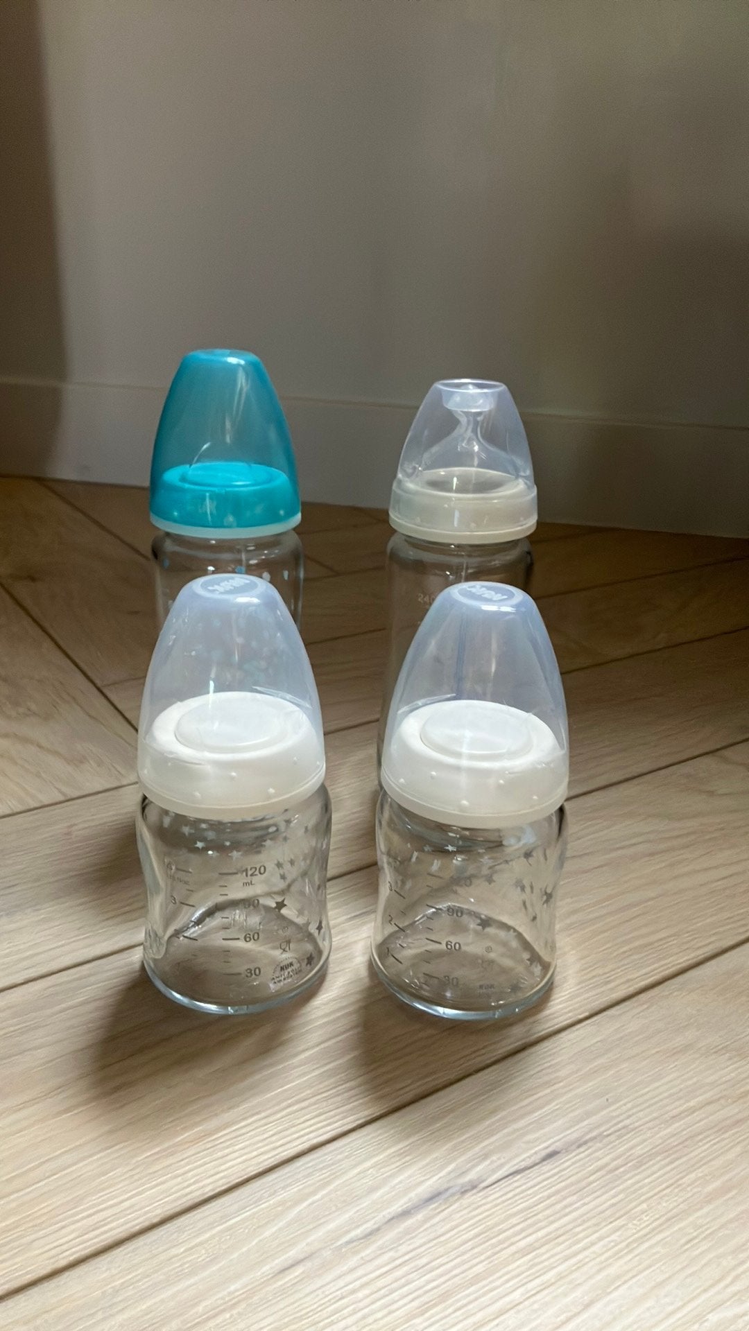 Glazen flessen Nuk groot en klein, Ophalen, Overige merken, Gebruikt, Babyfles