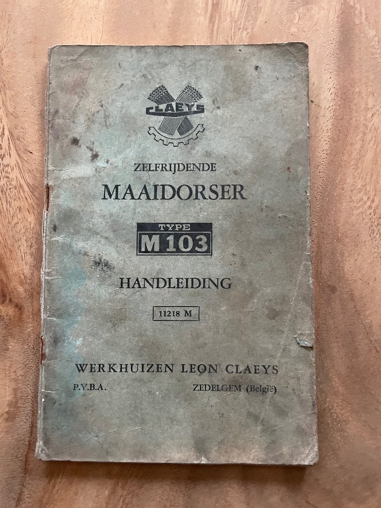 Claeys M103 Maaidorser Combine Instructieboekje, Ophalen of Verzenden