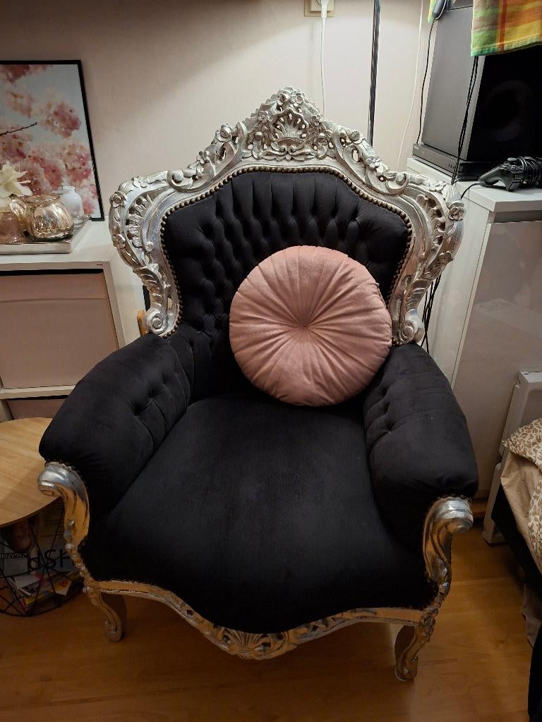 Barok fauteuil, Huis en Inrichting, Fauteuils, Zo goed als nieuw, Hout, Stof, 75 tot 100 cm, Minder dan 75 cm, Ophalen