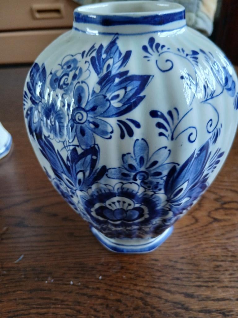 2 delfsblauwe vazen, Ophalen of Verzenden