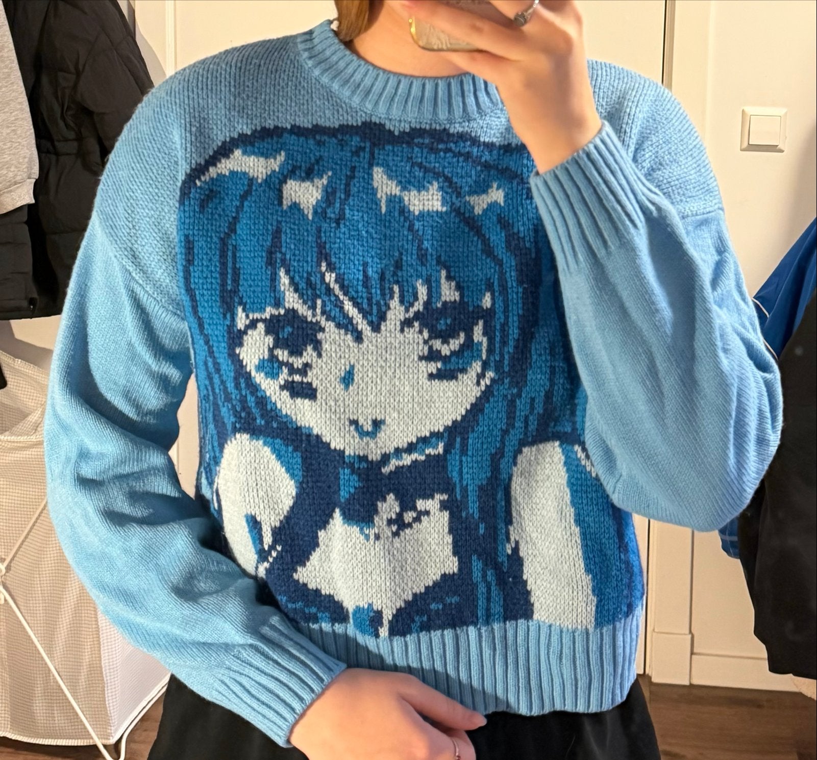 Cropp Knitwear Anime Meisje Trui Maat M, Ophalen of Verzenden, Zo goed als nieuw, Maat 38/40 (M), Blauw