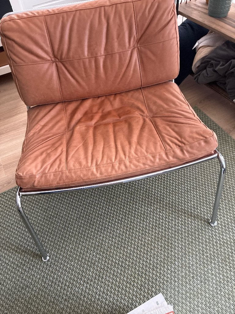 stoel Living Divani Frog, Ophalen, Bruin, Leer, Zo goed als nieuw