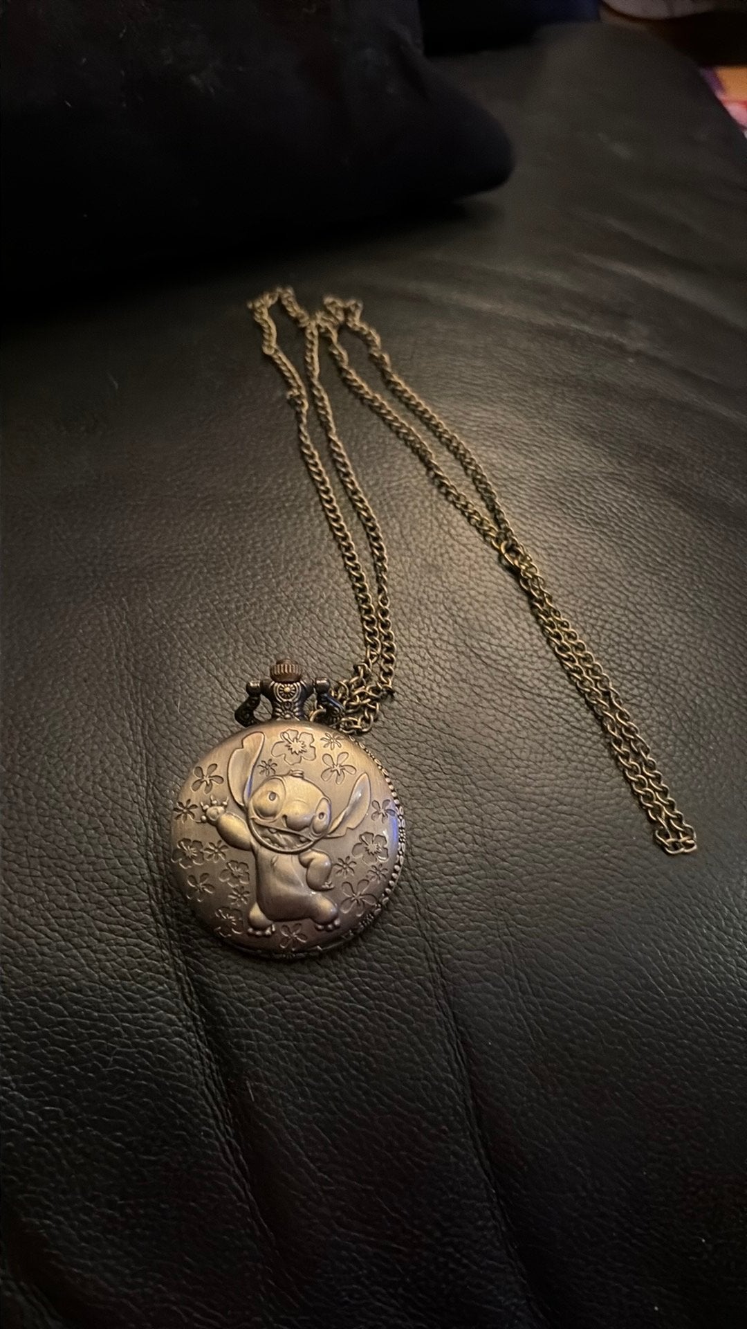 Retro vintage Stitch zakhorloge met ketting, Overige merken, Overige materialen, Zakhorloge, Ophalen of Verzenden