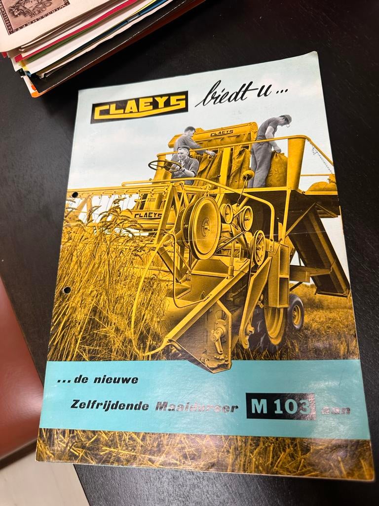 Oude Claeys Folder Jaren '60 - Zelfrijdende Maaidorser M103, Ophalen of Verzenden, Zo goed als nieuw, Folder