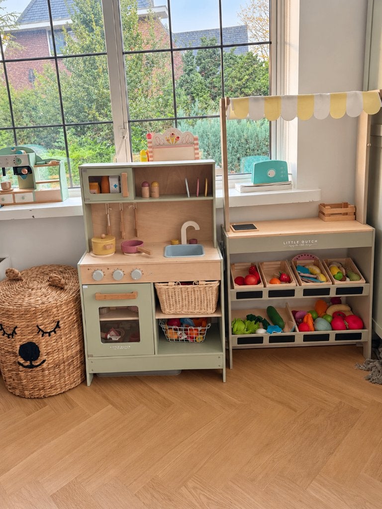 Little Dutch houten speelkeuken en marktkraampje, Ophalen, Zo goed als nieuw