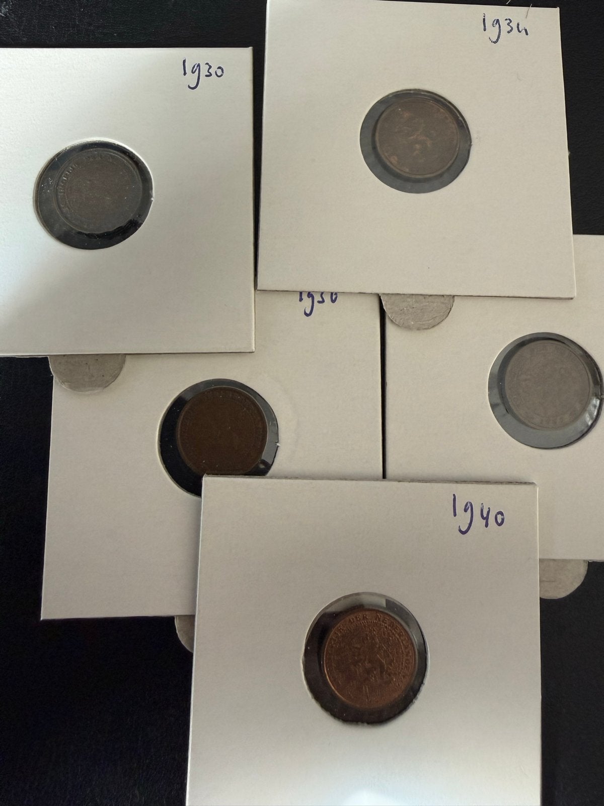 Nederlandse halve cent munten 1930, 1934, 1936, 1937, 1940, Ophalen of Verzenden, Koningin Wilhelmina, Overige waardes, Setje