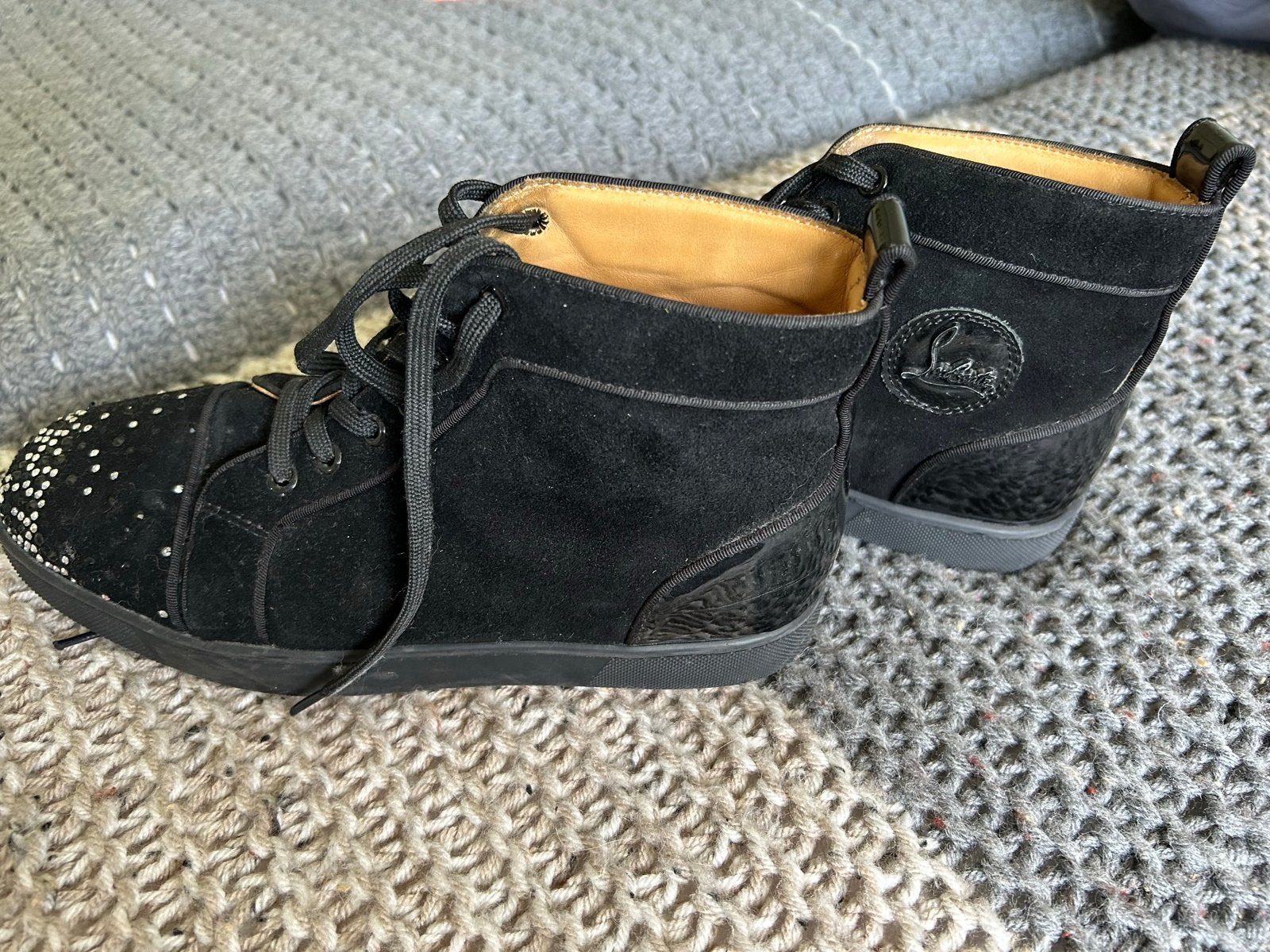 Zwarte jongens/herenschoenen - nep Christian Louboutin, Kleding | Heren, Schoenen, Ophalen, Gedragen, Zwart, Sneakers of Gympen