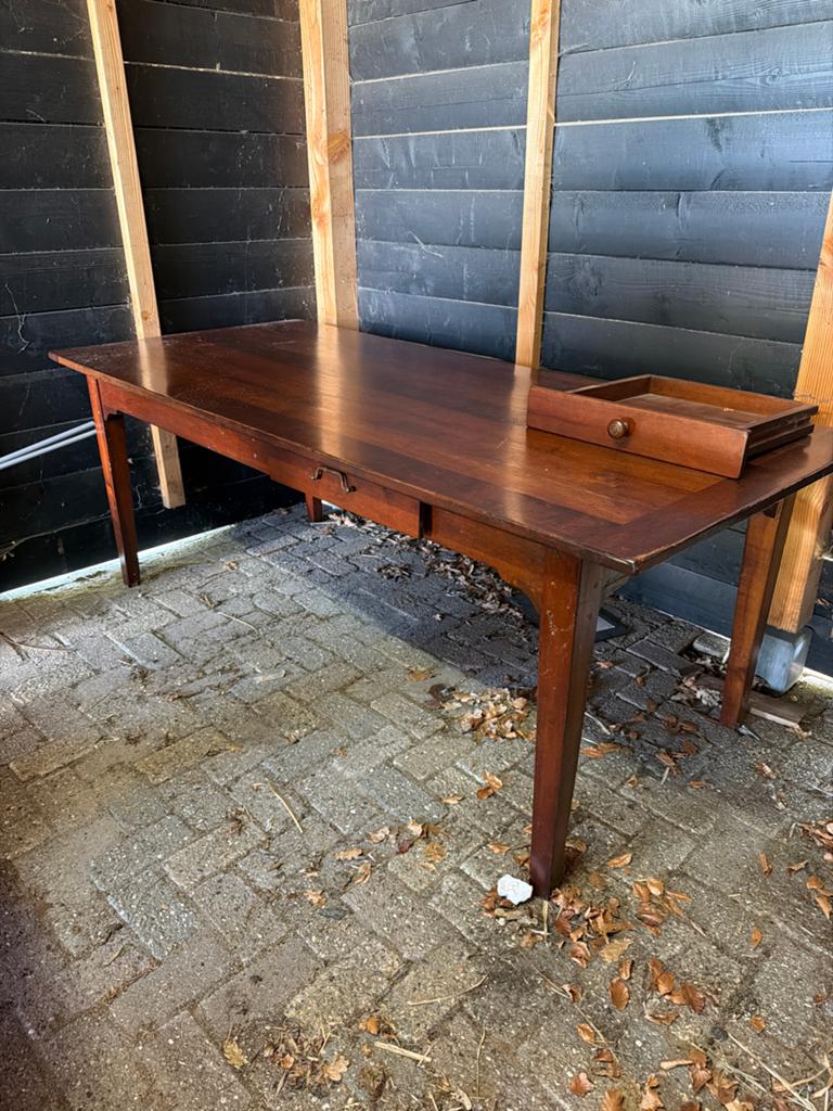 Handgemaakte eetkamertafel van fruitbomenhout met lades, Antiek en Kunst, Antiek | Meubels | Tafels, Ophalen